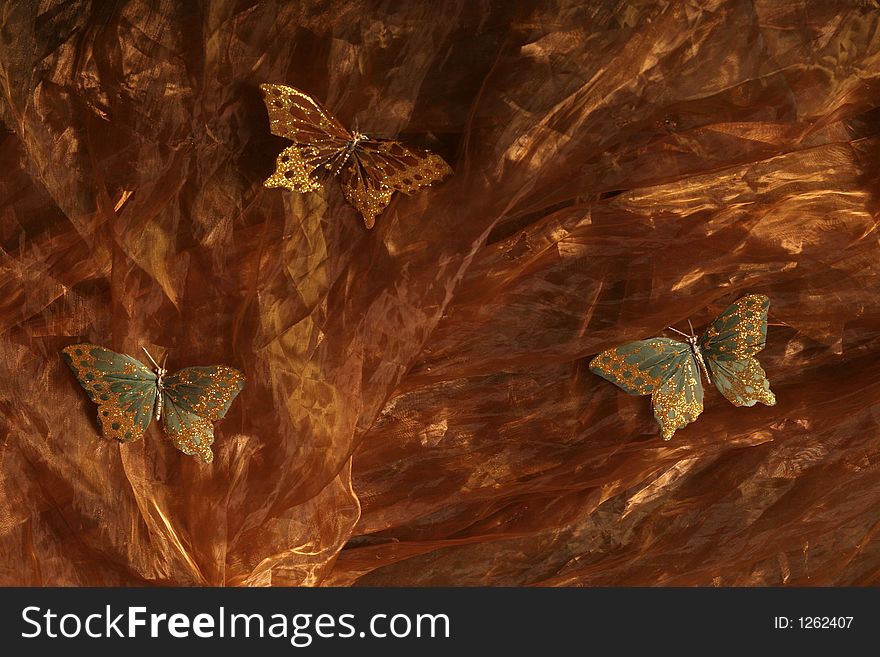 Butterflies On Silky Textile