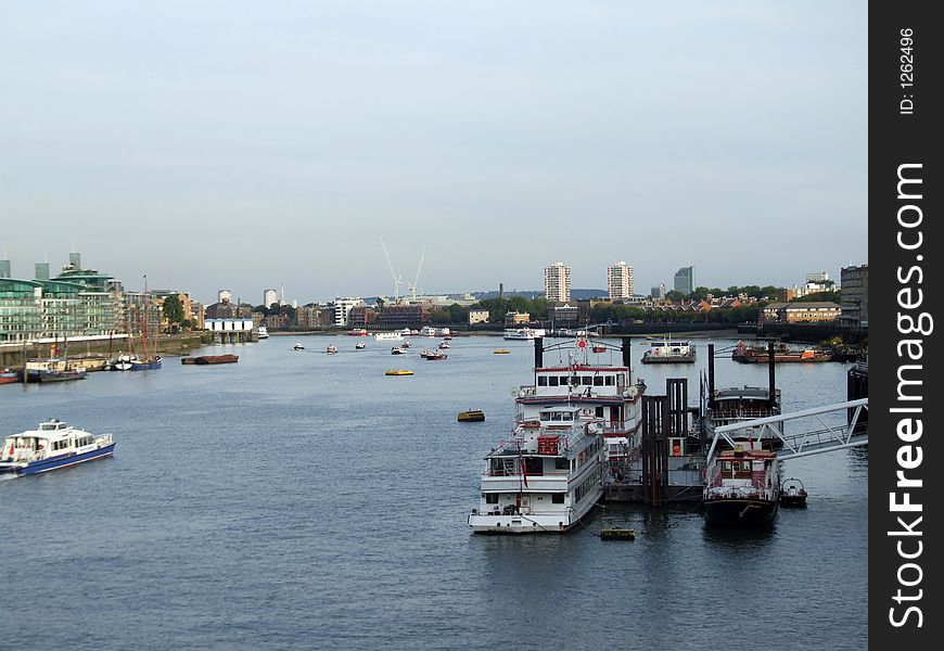 A view of  boat's on the River Thames in London. A view of  boat's on the River Thames in London.