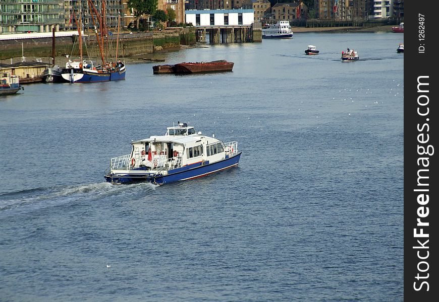 A view of  boat's on the River Thames in London. A view of  boat's on the River Thames in London.