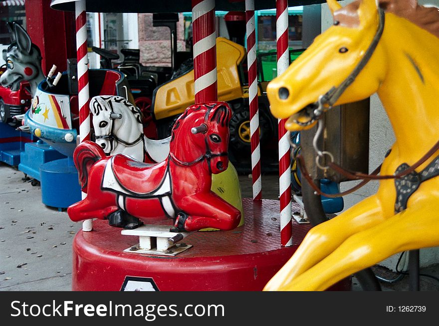Horse rides at an arcade. Horse rides at an arcade