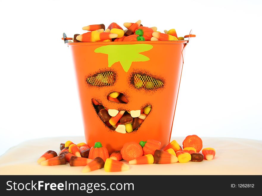 A bucket of candy corn for Halloween. A bucket of candy corn for Halloween