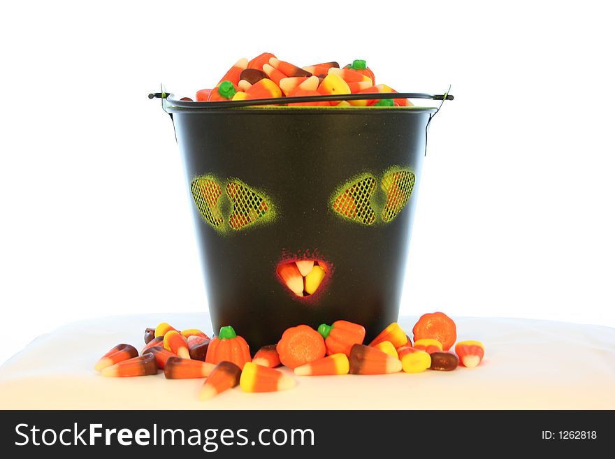 A bucket of candy corn for Halloween. A bucket of candy corn for Halloween