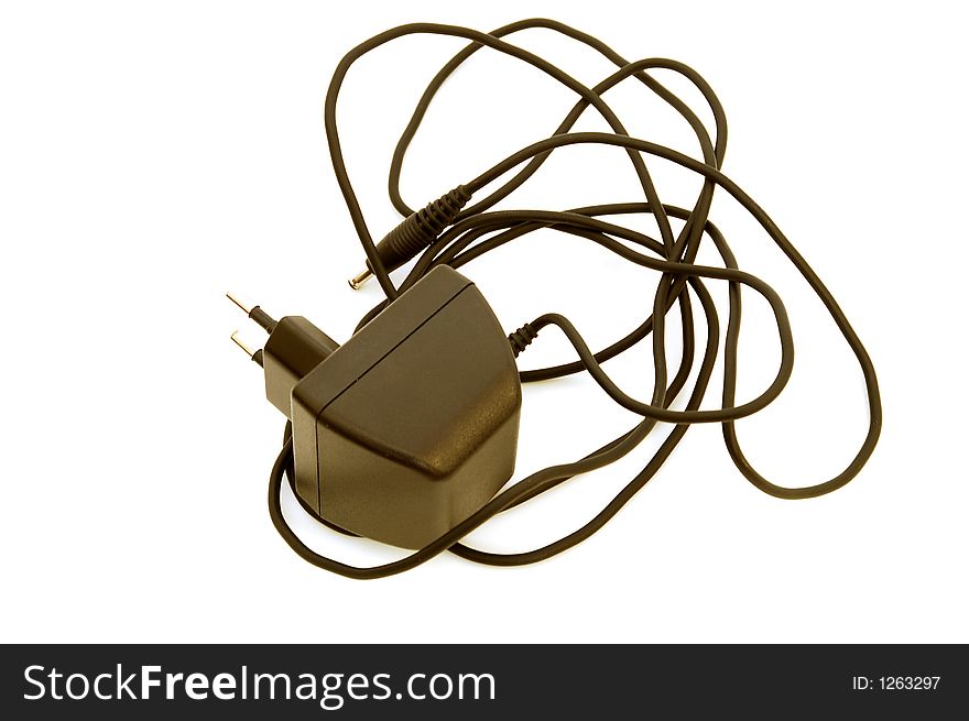 Charger with cable on perfect white background. Charger with cable on perfect white background