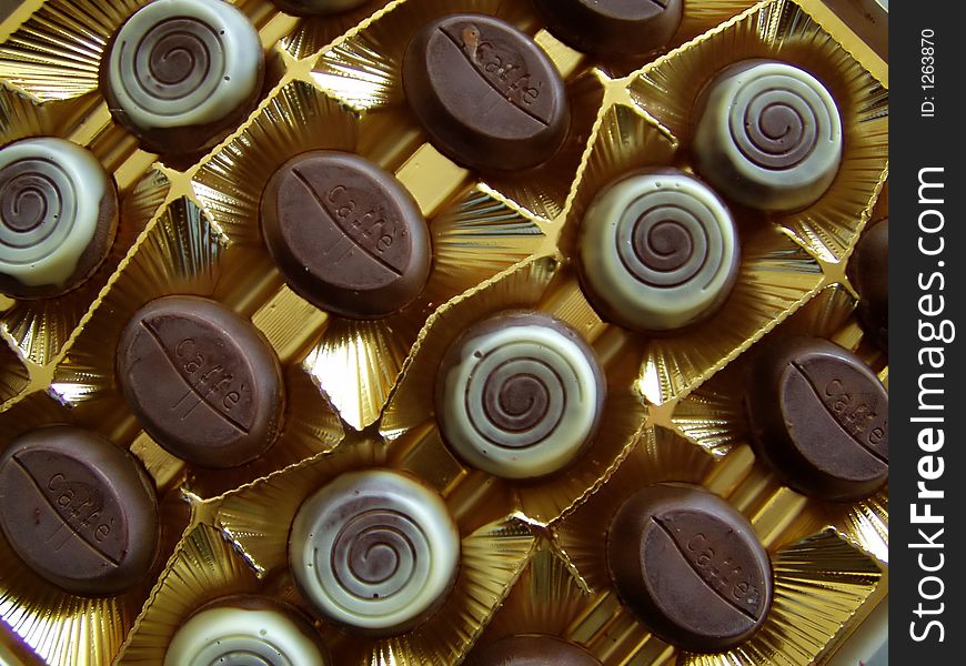 Assortment of chocolates in a box