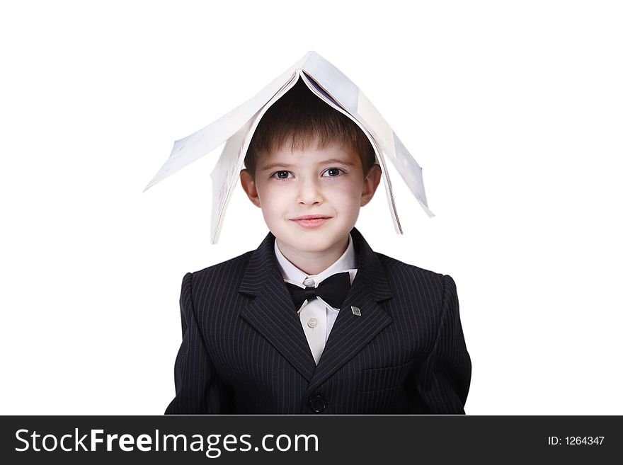 Close-up of boy in business suit. Shot in studio. Isolated with clipping path. Close-up of boy in business suit. Shot in studio. Isolated with clipping path.