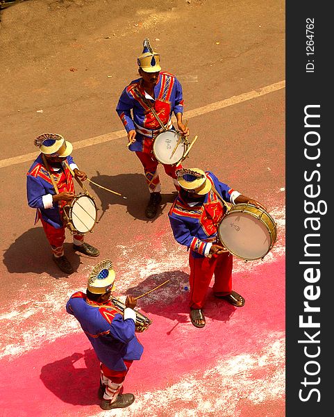 People from band...during a procession