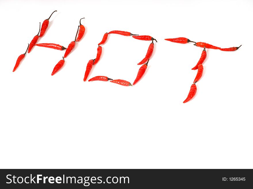 The word Hot spelled out in red Thai peppers