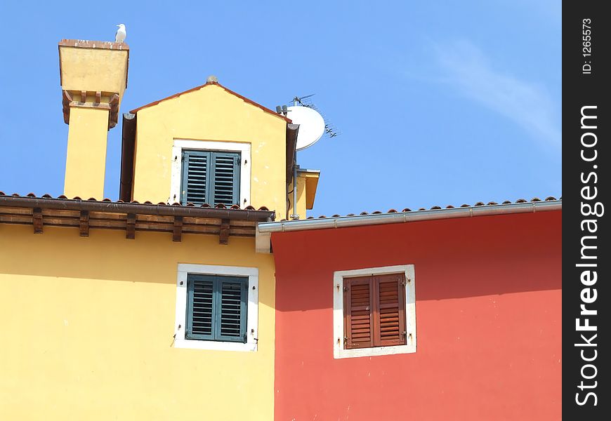 Red and yellow Istrian house. Red and yellow Istrian house