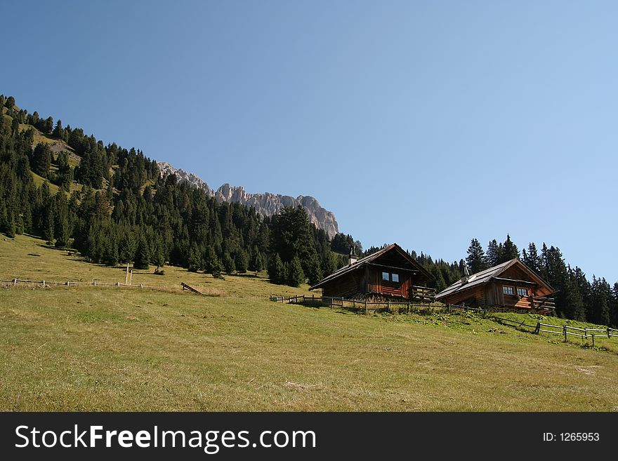 Alpine log cabin in the Dolomites,Italy. Alpine log cabin in the Dolomites,Italy