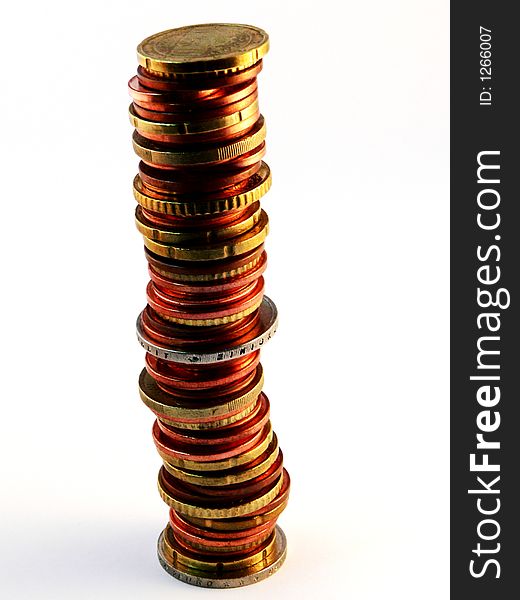 A stack of Euro coins. A stack of Euro coins