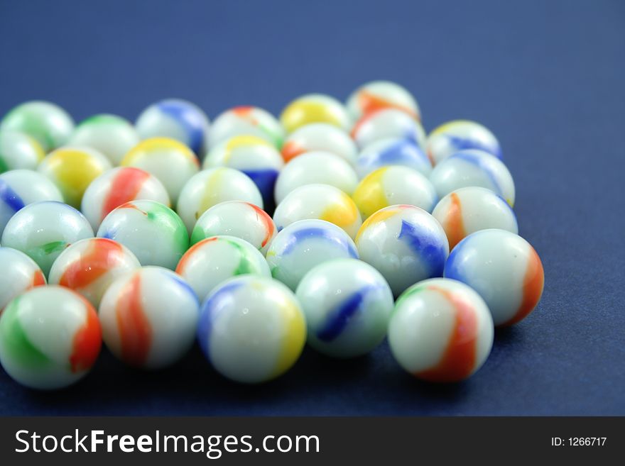 Marbles on a blue background