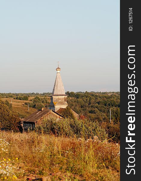 Old wooden temple in Russian north. Old wooden temple in Russian north