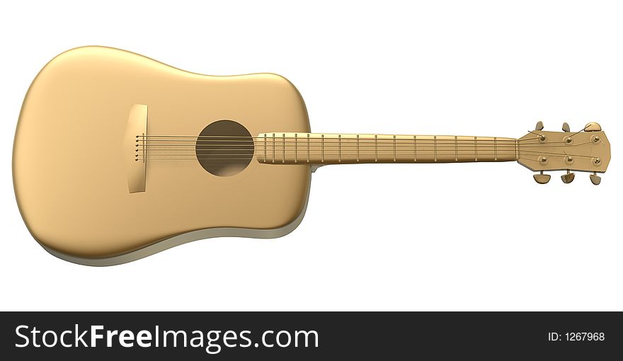 3d golden guitar of music