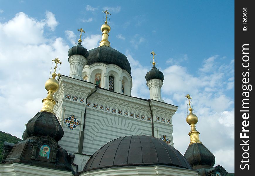 Cupola of church on sky background