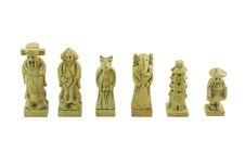 Isolated White Stone Chess Pieces Stock Image