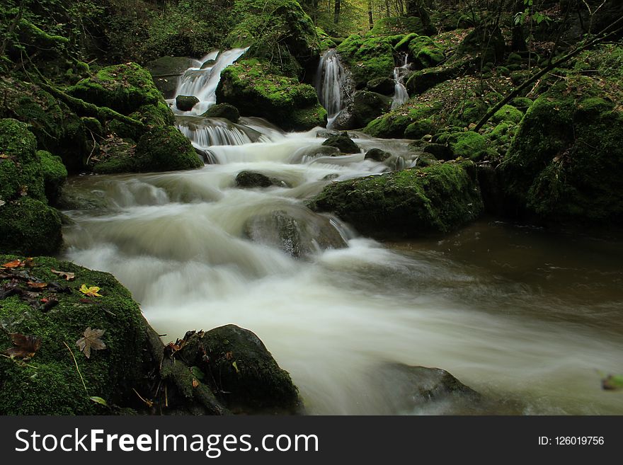 Waterfall, Water, Stream, Nature