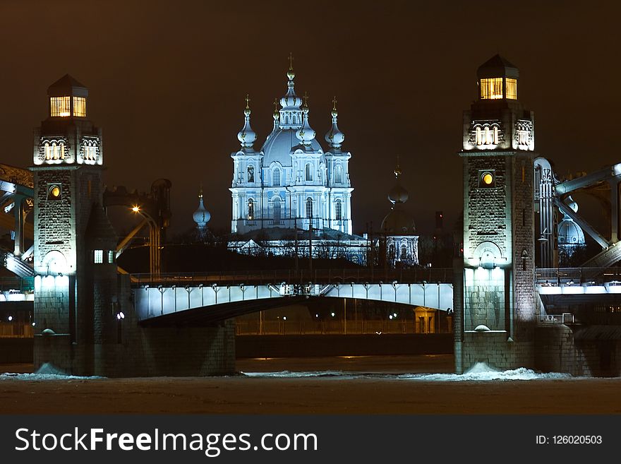 Night, Landmark, Reflection, City