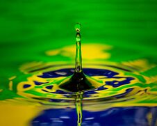 Brazil Water Drip Close Macro Flag Of Country Royalty Free Stock Image