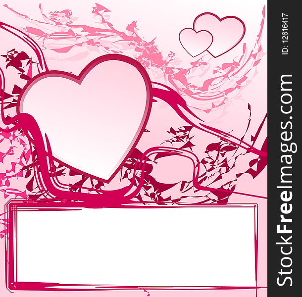 Pink frame with hearts and abstract shapes for st valentineÂ´s day. Pink frame with hearts and abstract shapes for st valentineÂ´s day
