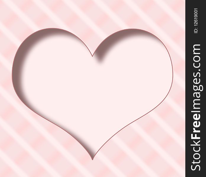 Three-dimensional soft pink heart frame with copy space for text or picture. Three-dimensional soft pink heart frame with copy space for text or picture