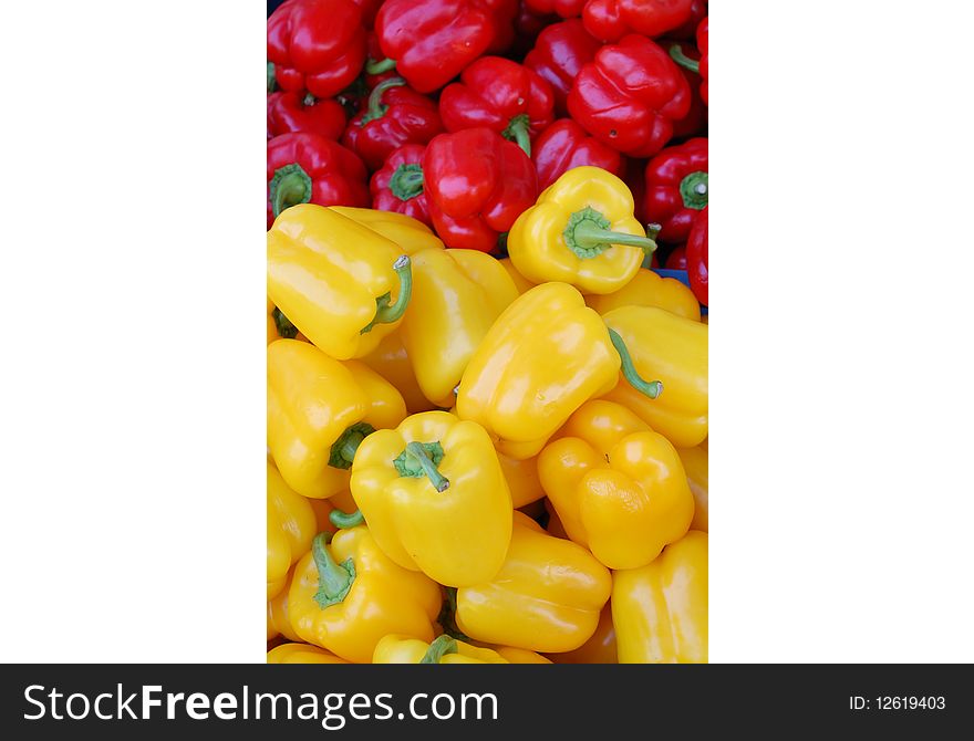 Red And Yellow Hot Peppers On A Market In Holland