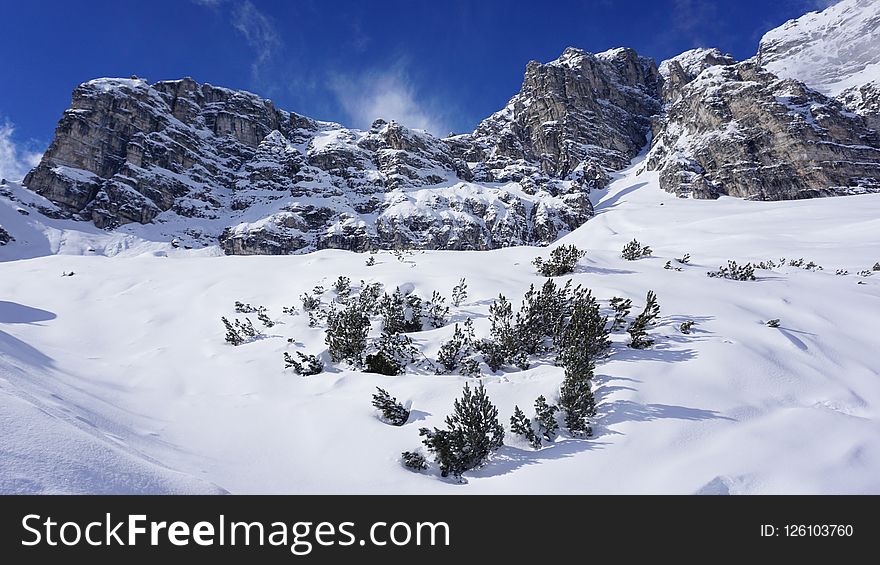 Winter, Mountainous Landforms, Mountain Range, Snow