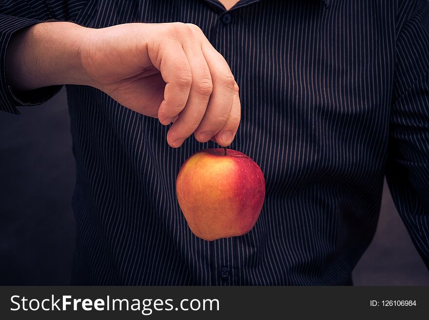 Man Holding Red Apple Hand
