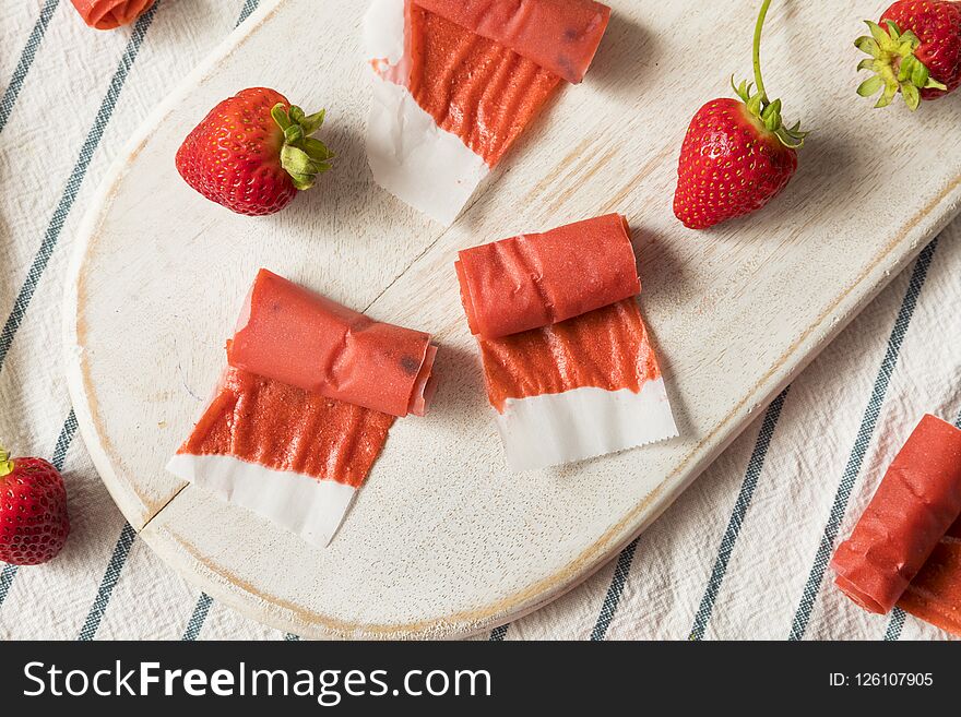 Sweet Homemade Strawberry Fruit Leather in Rolls