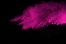 Abstract Pink Powder Explosion On Black Background. Abstract Colored Powder Splatted, Freeze Motion Of Pink Powder Exploding. Royalty Free Stock Images