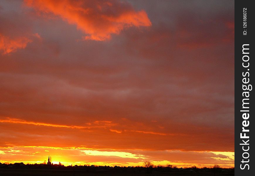 Sky, Red Sky At Morning, Afterglow, Dawn