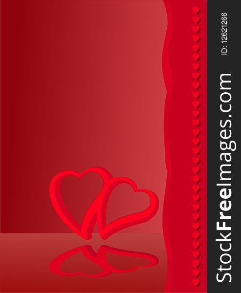 Red Valentine card,  illustration. Red Valentine card,  illustration