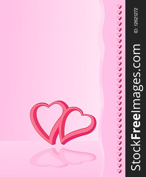 Pink Valentine card,  illustration. Pink Valentine card,  illustration