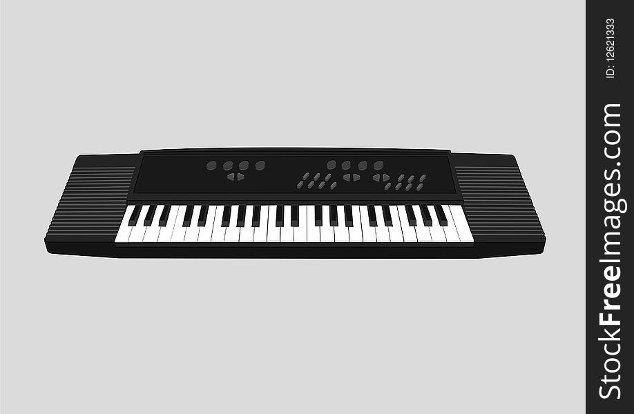 Electronic keyboard, isolated,  illustration. Electronic keyboard, isolated,  illustration
