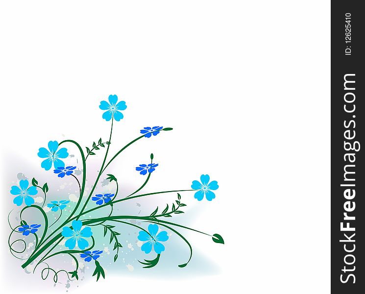 Decorative pattern green blue abstraction background flowers