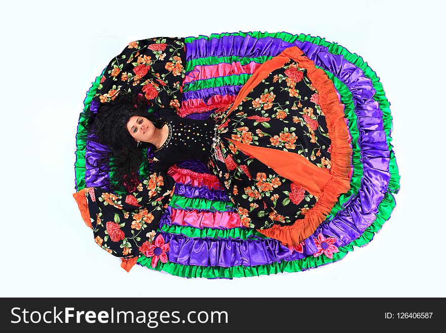 Gypsy dance.a dance show.the national costume.ethnic culture.the photo with blank space for text. Gypsy dance.a dance show.the national costume.ethnic culture.the photo with blank space for text