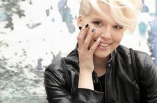 Joyful Beautiful Girl With Blonde Hair And Nail Design On The Background Royalty Free Stock Photography Joyful Beautiful Girl With Blonde Hair And Nail Design On The Background Royalty Free Stock Photography