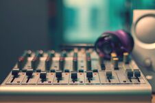 Sound Mixer Control Panel In Sound Studio Stock Image