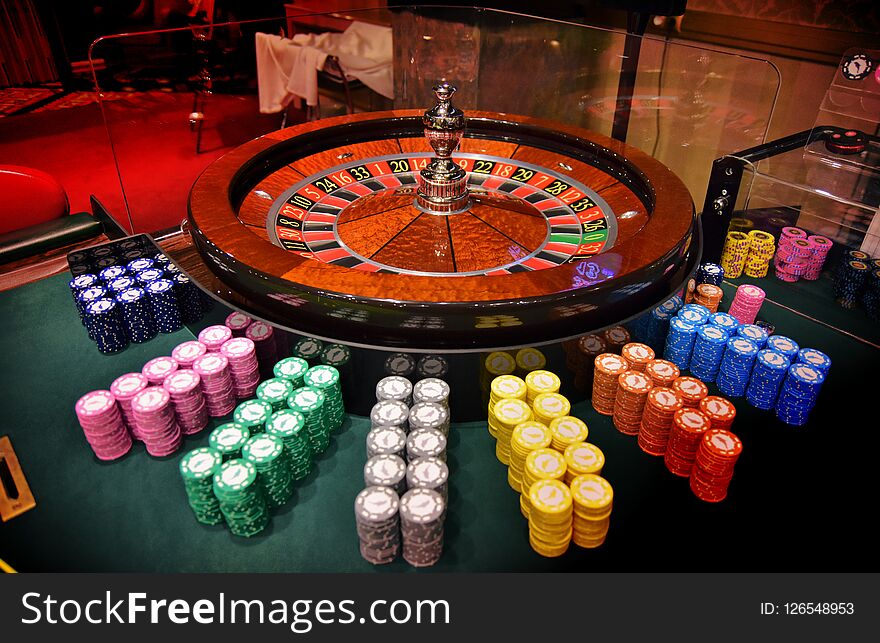 Game Chips Are On The Table In The Casino