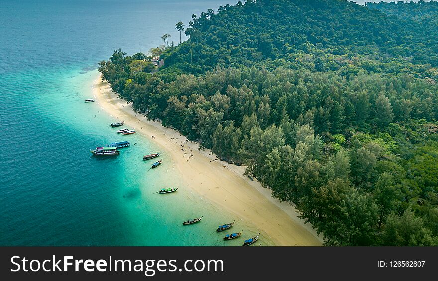 Aerial view of paradise Ko Kradan, Thailand