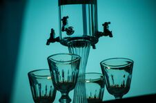 Ritual Of Glass Of Absinthe And Dripping Fountain Royalty Free Stock Image