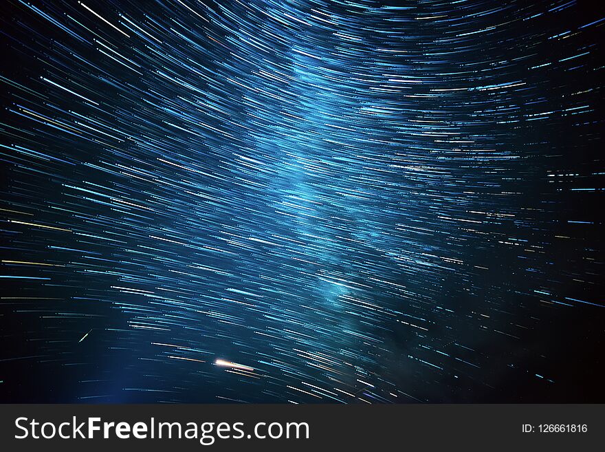 Night sky with lot of shiny star trails. Abstract natural astro background. Night sky with lot of shiny star trails. Abstract natural astro background.