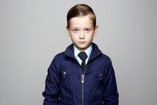 Elegant Kid In Tie, Business Child Stock Photos