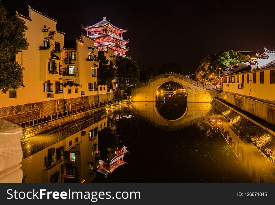 Chinese Nighttime Waterway
