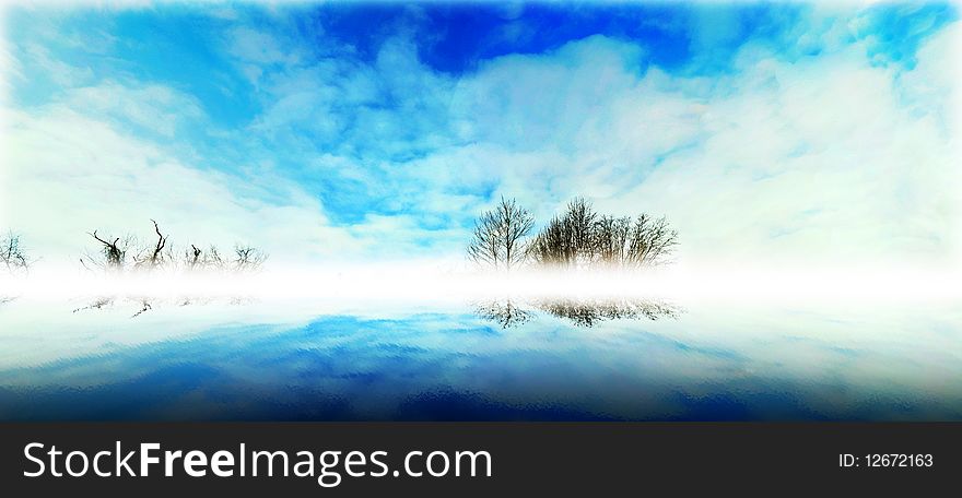 Blue sky background with water reflextion. Blue sky background with water reflextion