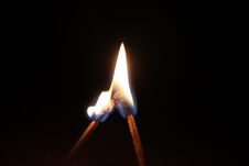 Match Stick Burning Together Royalty Free Stock Images