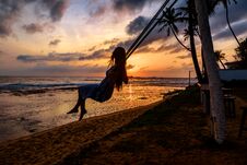 Girl Silhouette On Swing Stock Images Girl Silhouette On Swing Stock Images