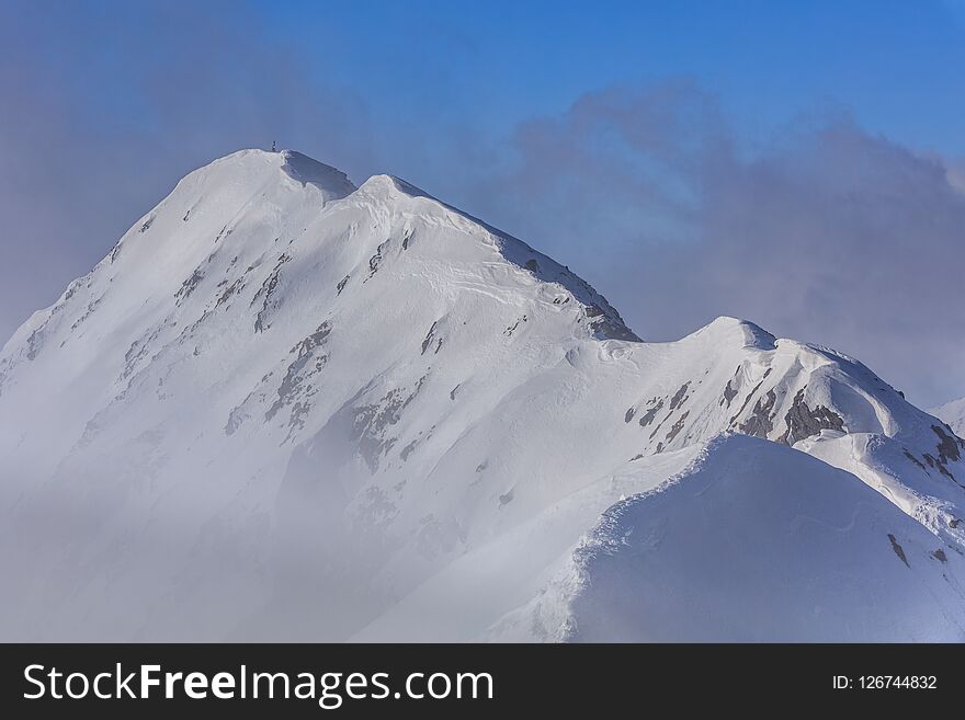 The Moldoveanu Peak in winter. Fagaras Mountains, Romania