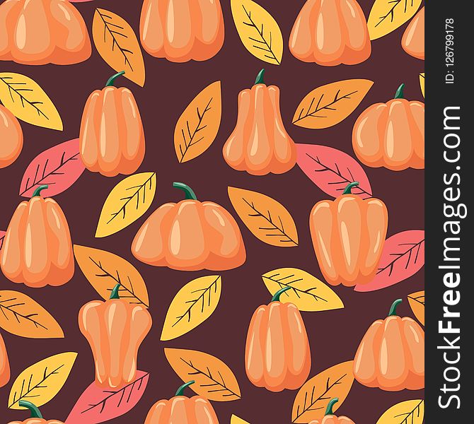 Seamless Patterns Pumpkin. Halloween Background Vector Illustration