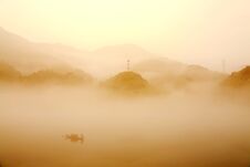 The Foggy Fairyland On Dongjiang River Stock Images