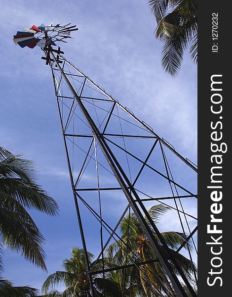 A wind pump in the Caribbean. A wind pump in the Caribbean